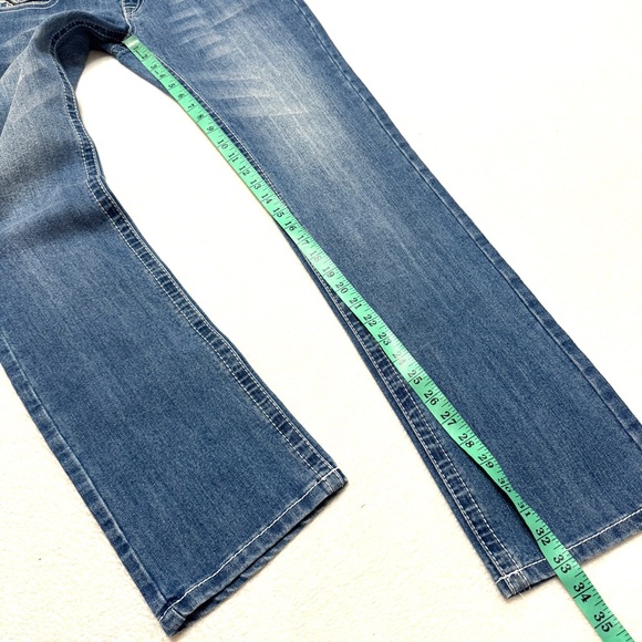 True Religion 31 Joey Super T Flap Jeans Zebra Chrystal Buttons Low Straight USA - Picture 7 of 10